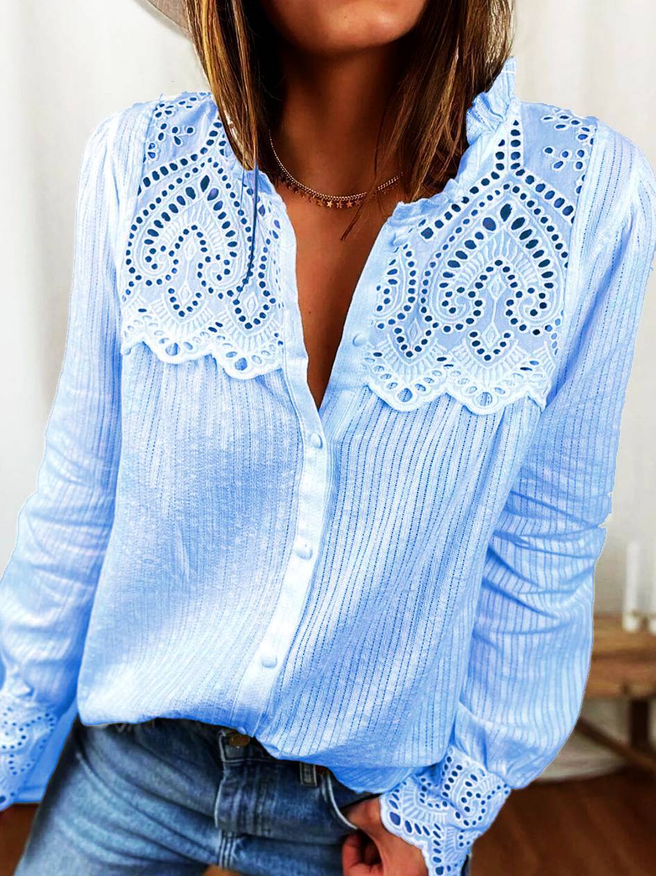 Autumn New Women's Lace Stitching Shirt Women